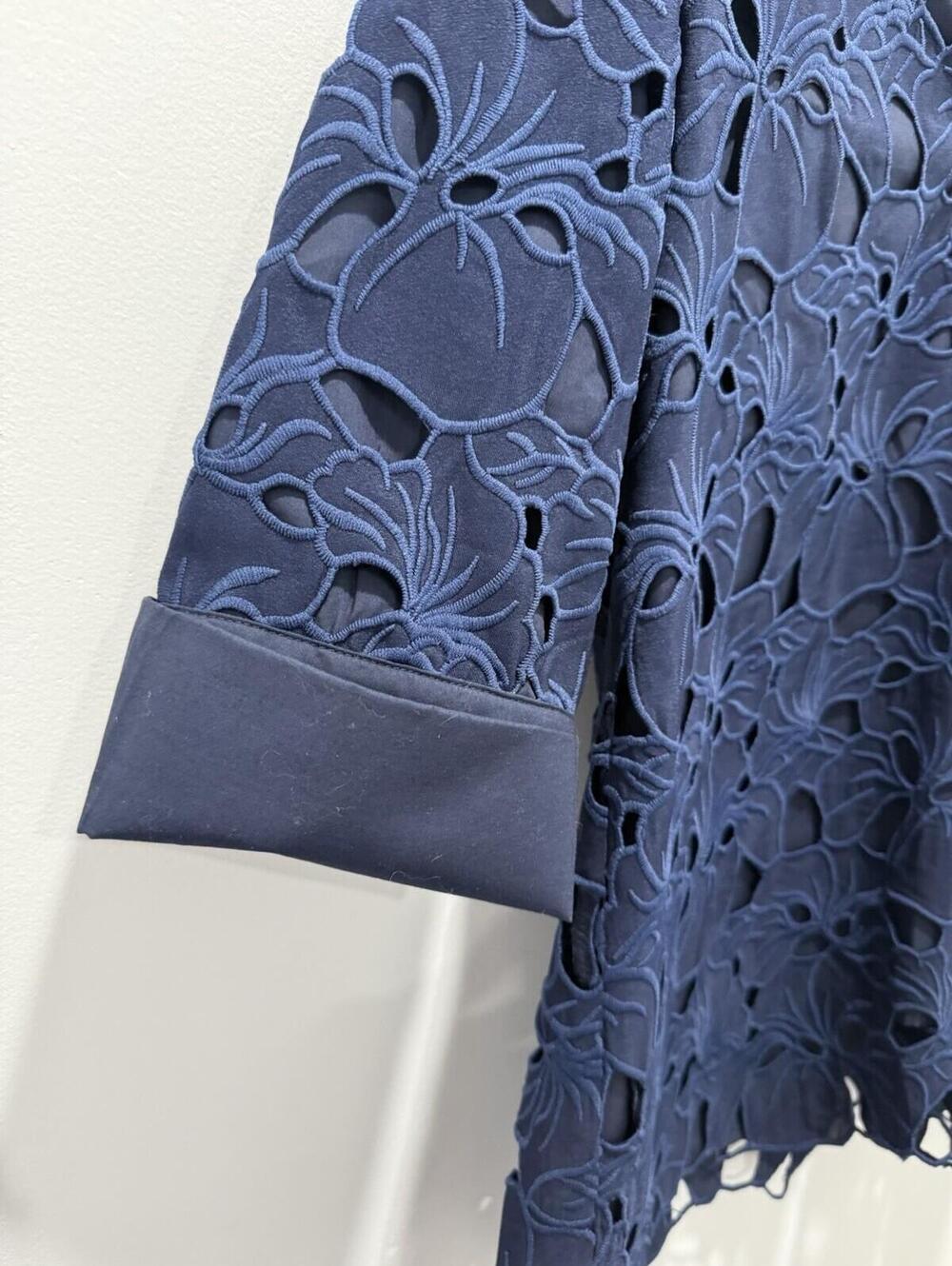 Jade Melody Tam Eyelet Lace Top Floral Tunic Boho Medium Preppy Blouse Blue - Picture 5 of 13